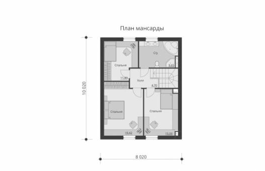 Проект одноэтажного дома с террасой и мансардой