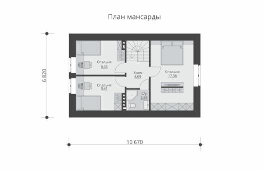 Проект одноэтажного дома с мансардой и террасой